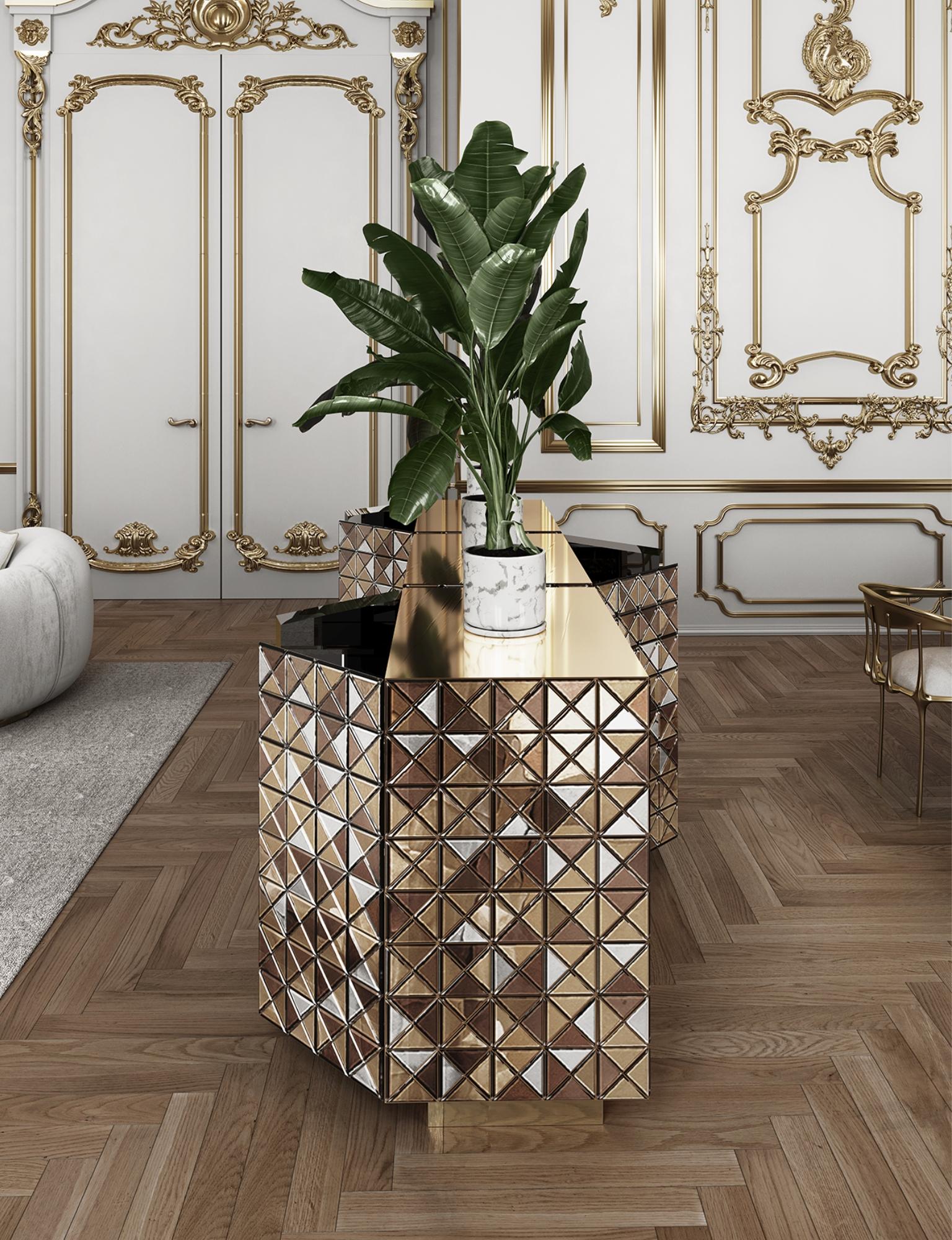 Credenza anodizzata Pixel - Falegnameria artigianale e ottone lucido - Boca Do Lobo in vendita 6
