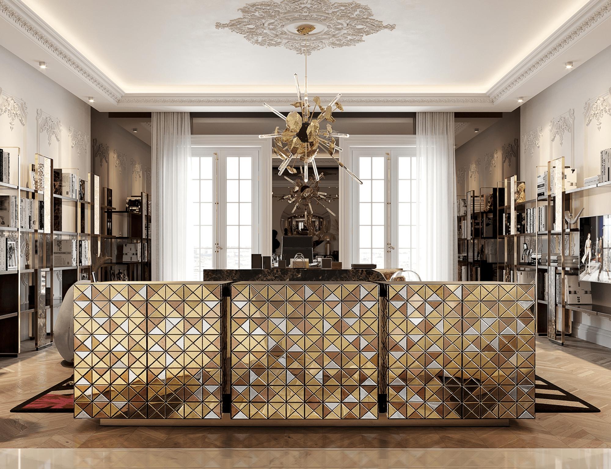 Credenza anodizzata Pixel - Falegnameria artigianale e ottone lucido - Boca Do Lobo in vendita 3