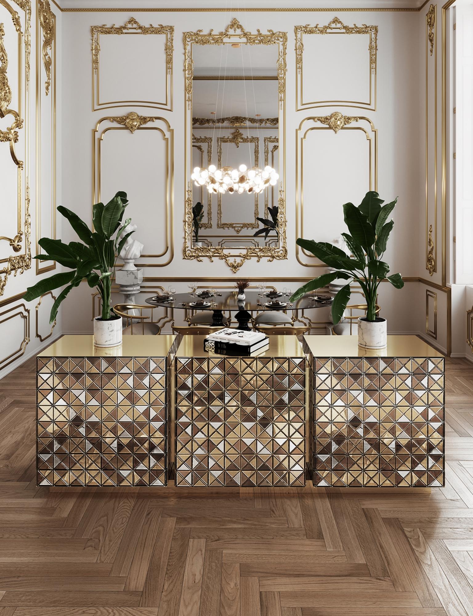 Credenza anodizzata Pixel - Falegnameria artigianale e ottone lucido - Boca Do Lobo in vendita 4
