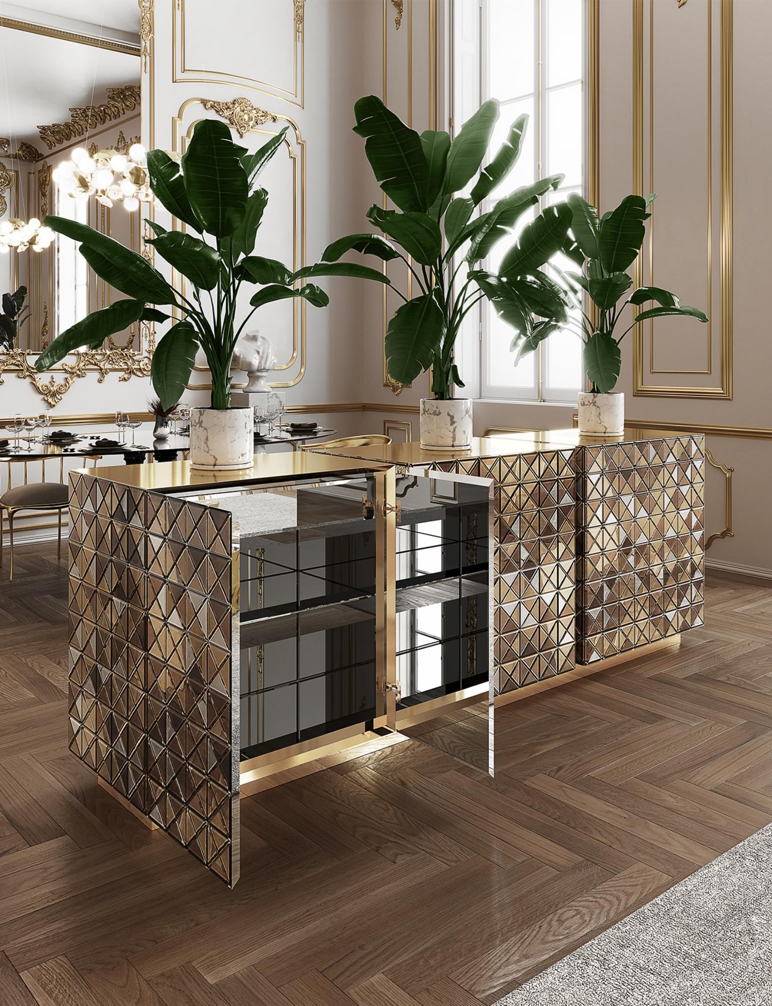 Credenza anodizzata Pixel - Falegnameria artigianale e ottone lucido - Boca Do Lobo in vendita 5