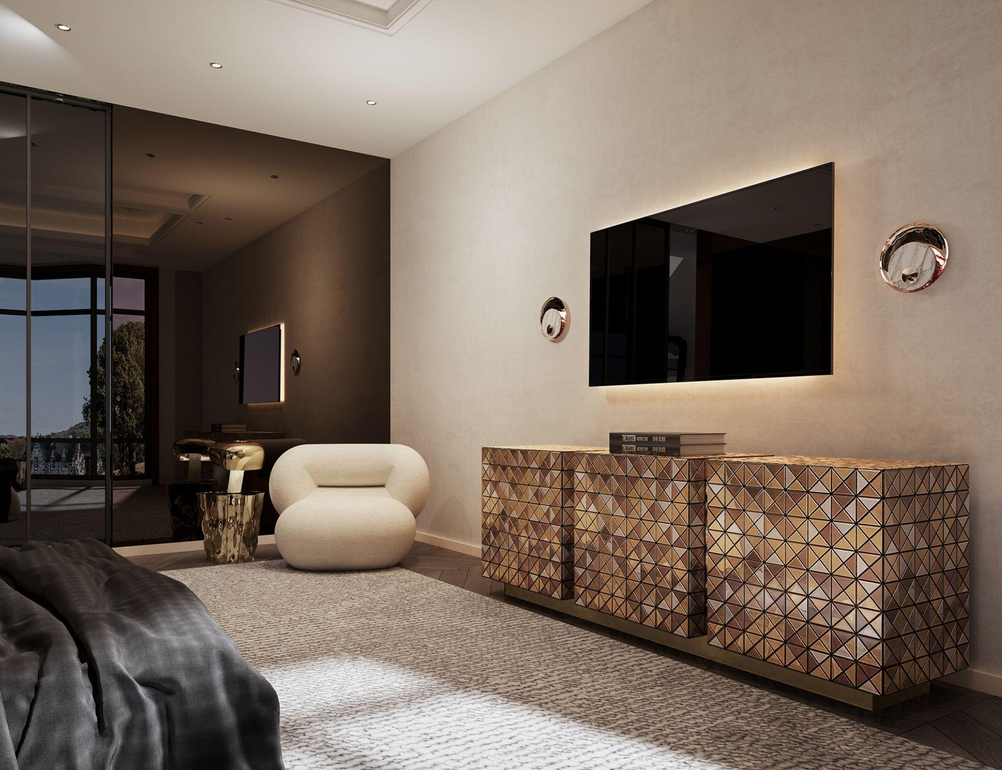 Credenza anodizzata Pixel - Falegnameria artigianale e ottone lucido - Boca Do Lobo in vendita 7