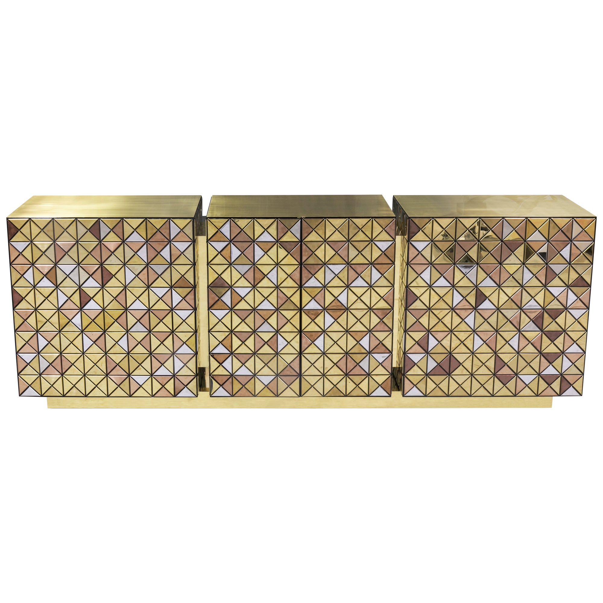 Pixel Sideboard aus eloxiertem Messing – handgefertigte Tischlerei und poliertem Messing – Boca do Lobo