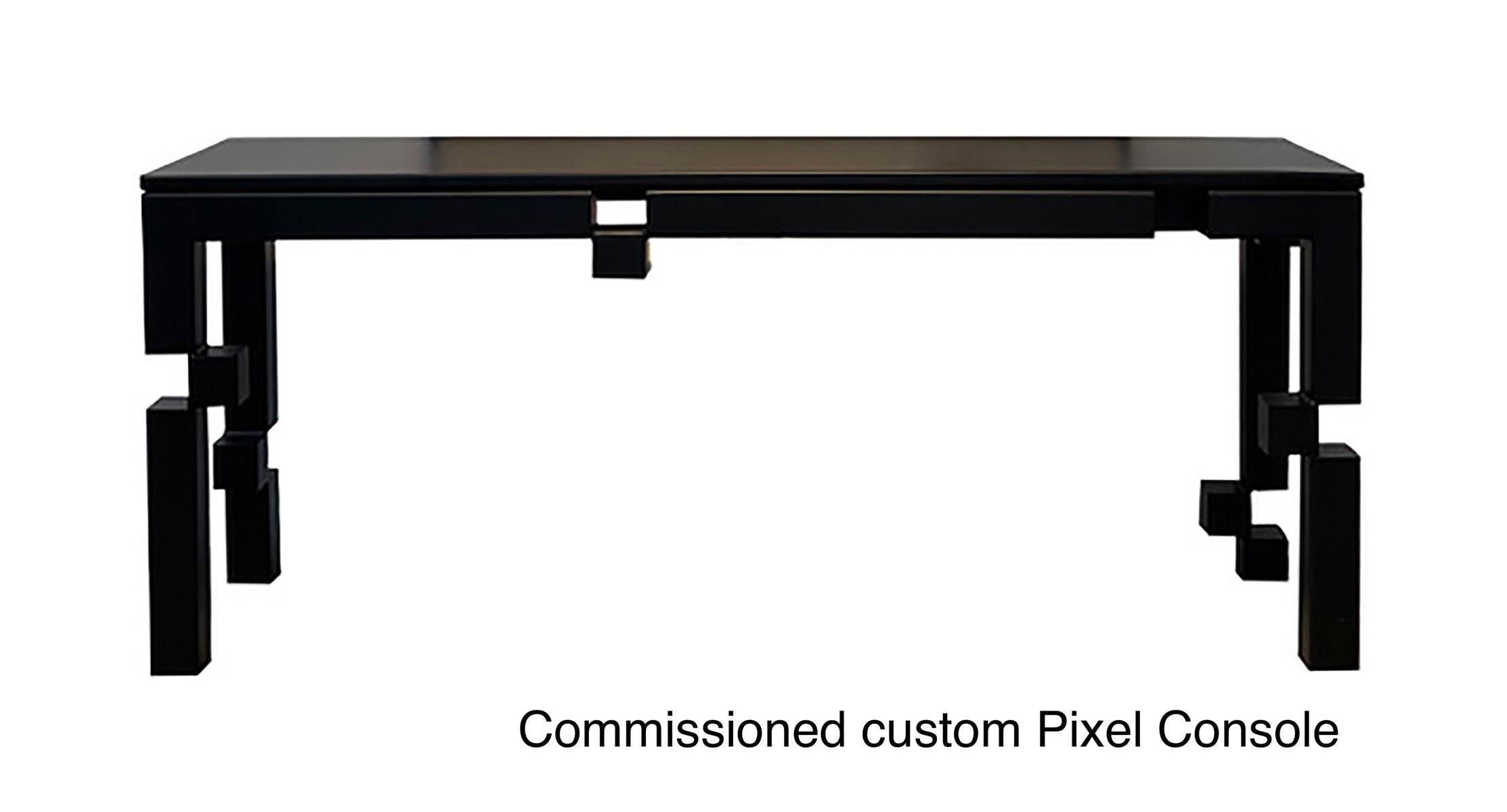 Contemporary Pixel Console by Morgan Clayhall - Sculptural steel, hand finished, custom For Sale