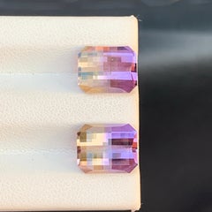 Pixel-geschliffenes Ametrin-Paar – violetter und gelber zweifarbiger Quarz-Edelstein für Schmuck