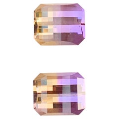 Pixel-geschliffenes Ametrin-Paar – violetter und gelber zweifarbiger Quarz-Edelstein für Schmuck