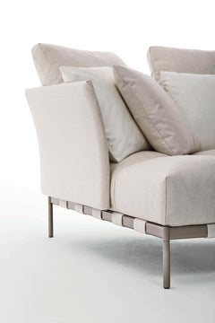 Pixel Light Outdoor-Sofa mit Kamin-Polsterung und Champagner-Rahmen von Sergio Bicego