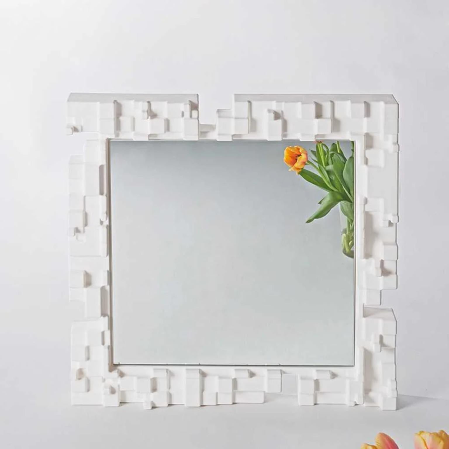 Post-Modern Pixel Lime Green Wall Mirror by Studio Tonino For Sale