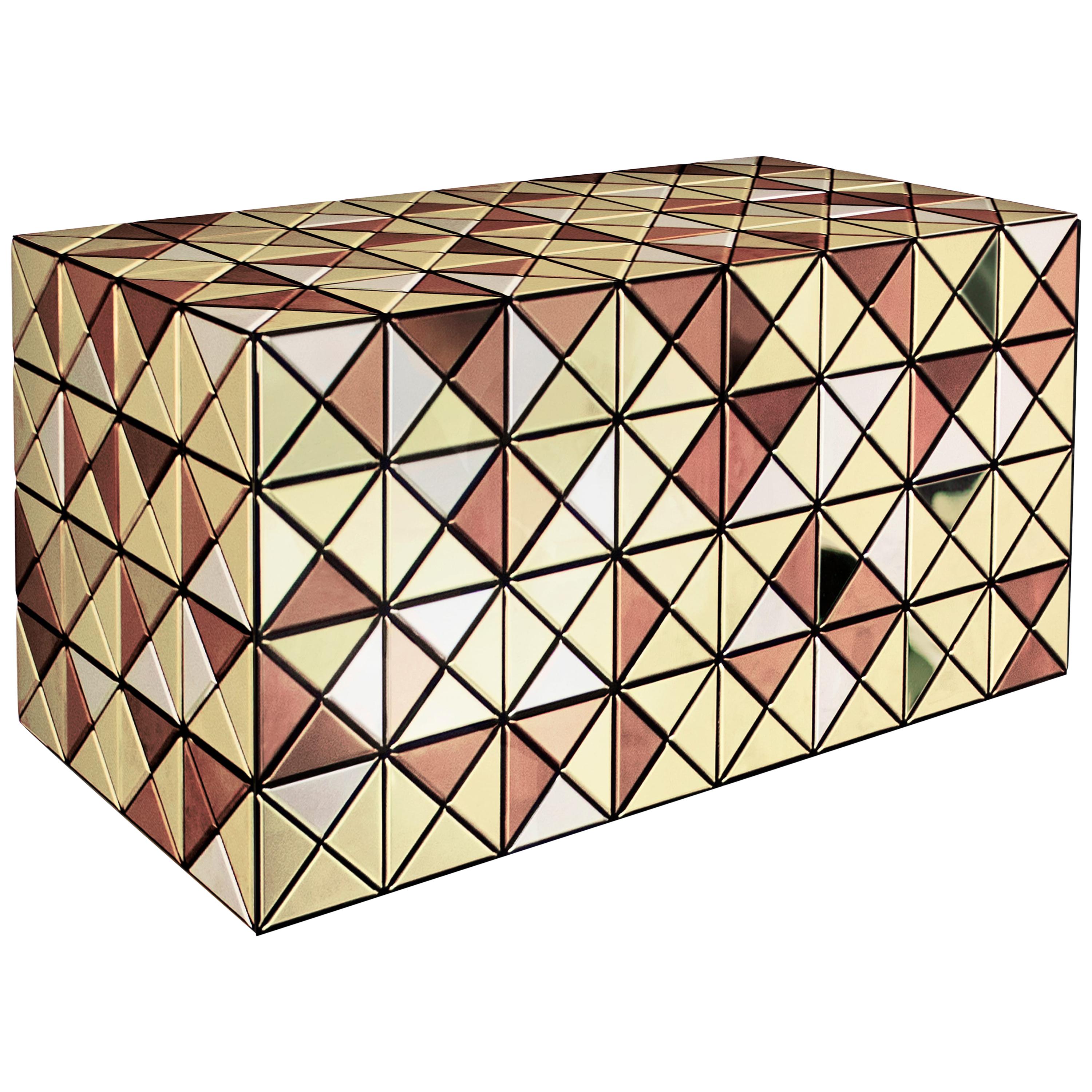 Table de nuit Pixel anodisée en aluminium et bois laqué en vente
