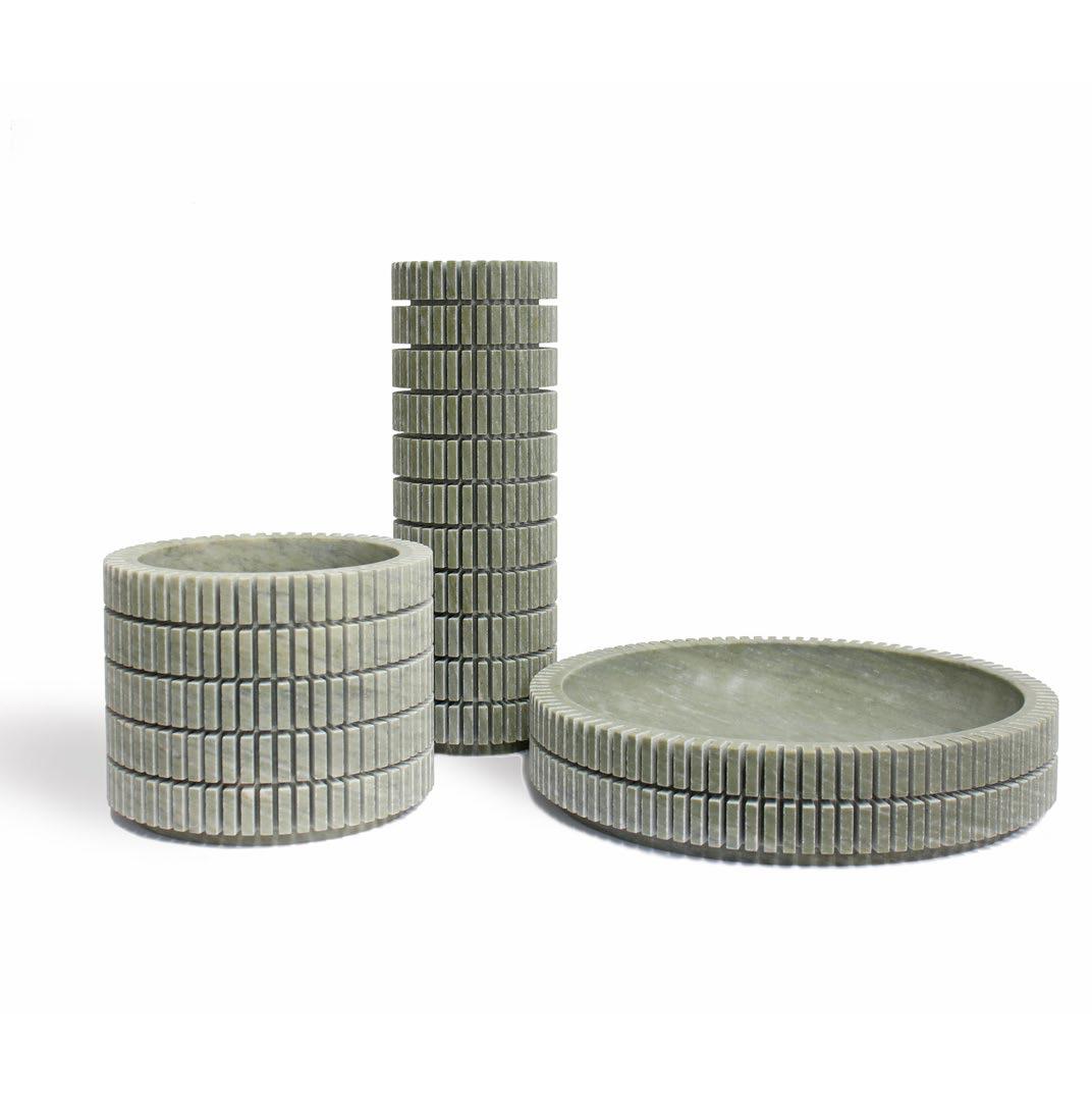 Pixel R3 Decorative Vase in Laguna Green Marble by Bufalini Marmi (Italienisch) im Angebot