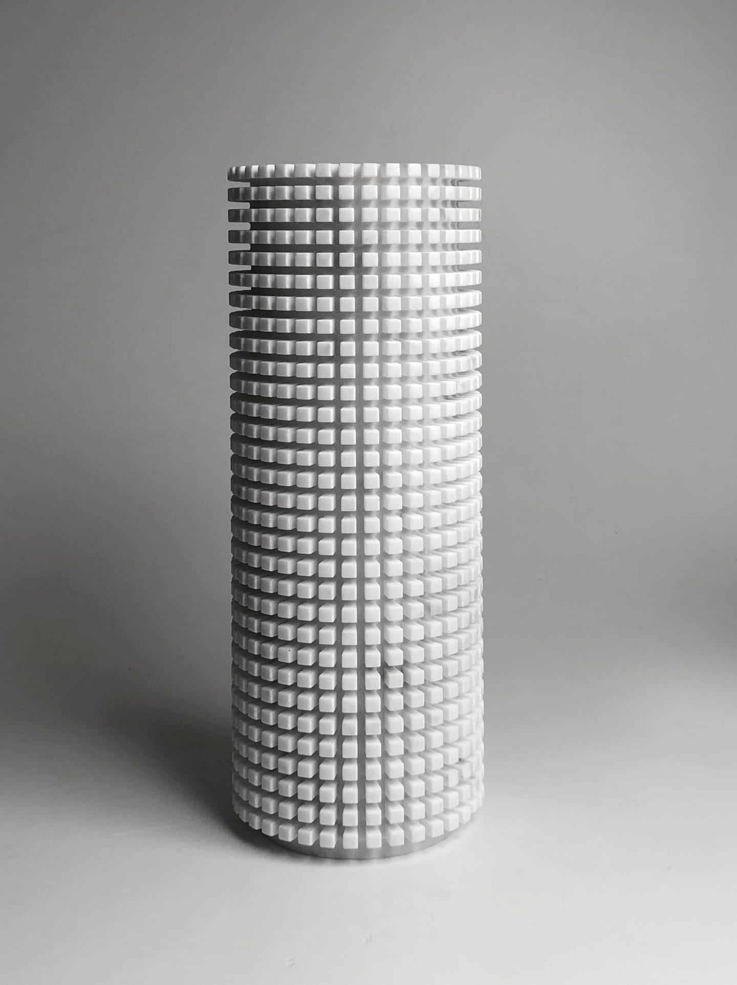 Modern Pixel S1 Decorative Vase in White Carrara Marble by Bufalini Marmi For Sale