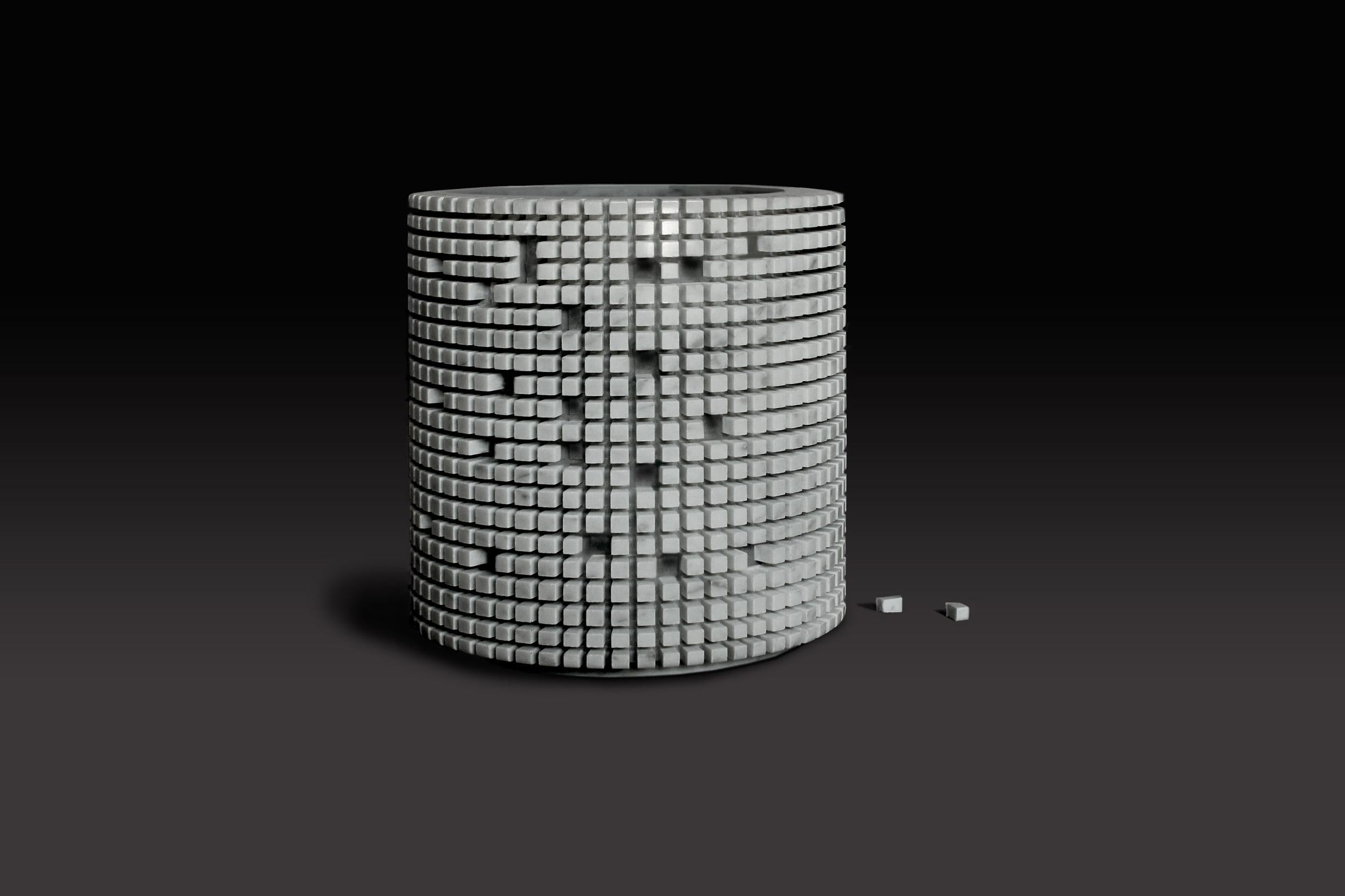 Pixel R2 Decorative Vase in Laguna Green Marble by Bufalini Marmi (21. Jahrhundert und zeitgenössisch) im Angebot