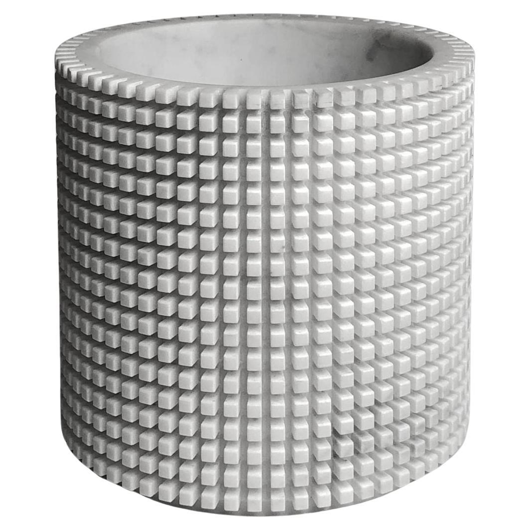 Pixel S2 Decorative Vase in White Carrara Marble by Bufalini Marmi
