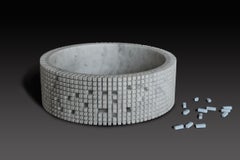 Vaso decorativo Pixel S3 in marmo bianco di Carrara di Bufalini Marmi