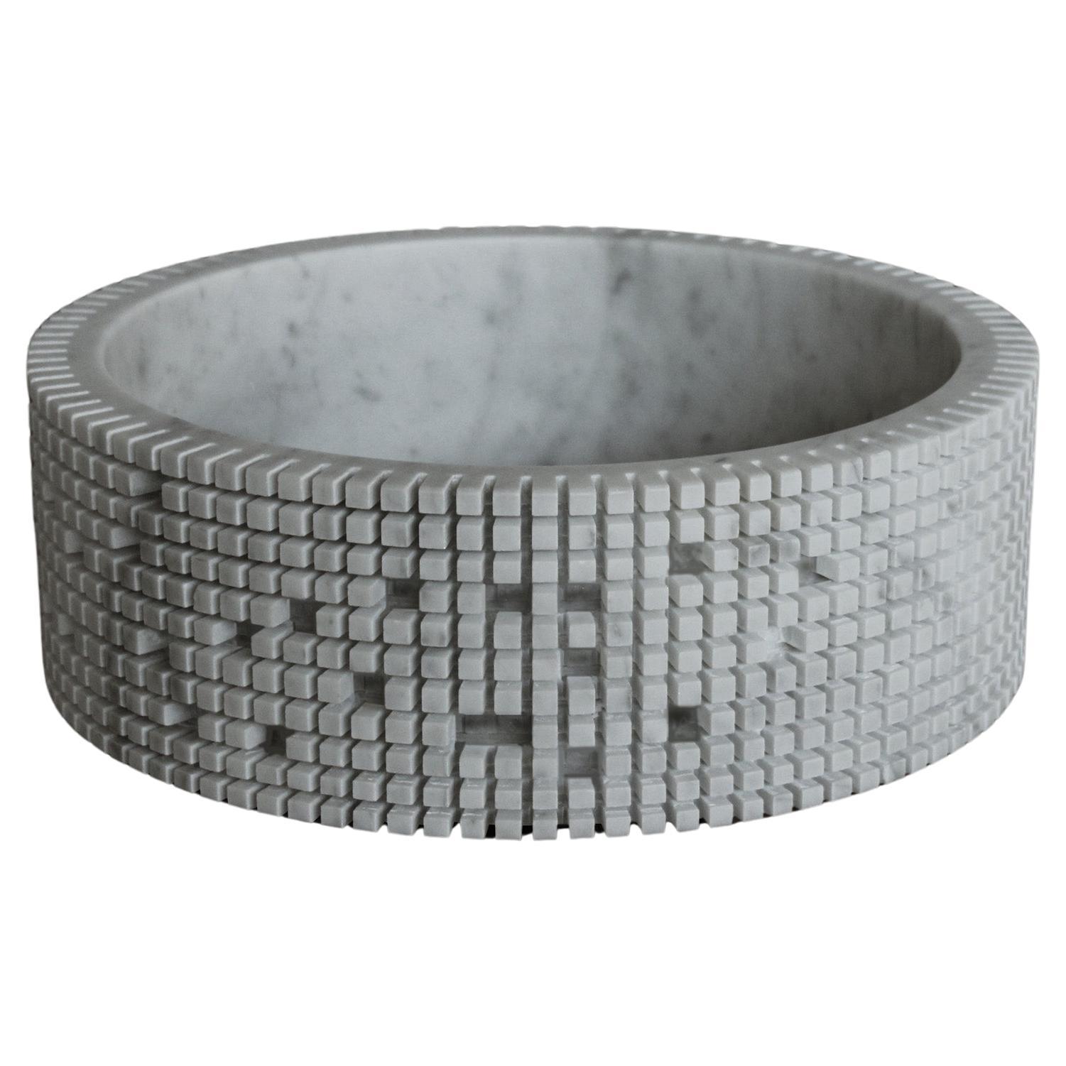 Pixel S3 Decorative Vase in White Carrara Marble by Bufalini Marmi