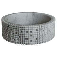 Pixel S3 Decorative Vase in White Carrara Marble by Bufalini Marmi