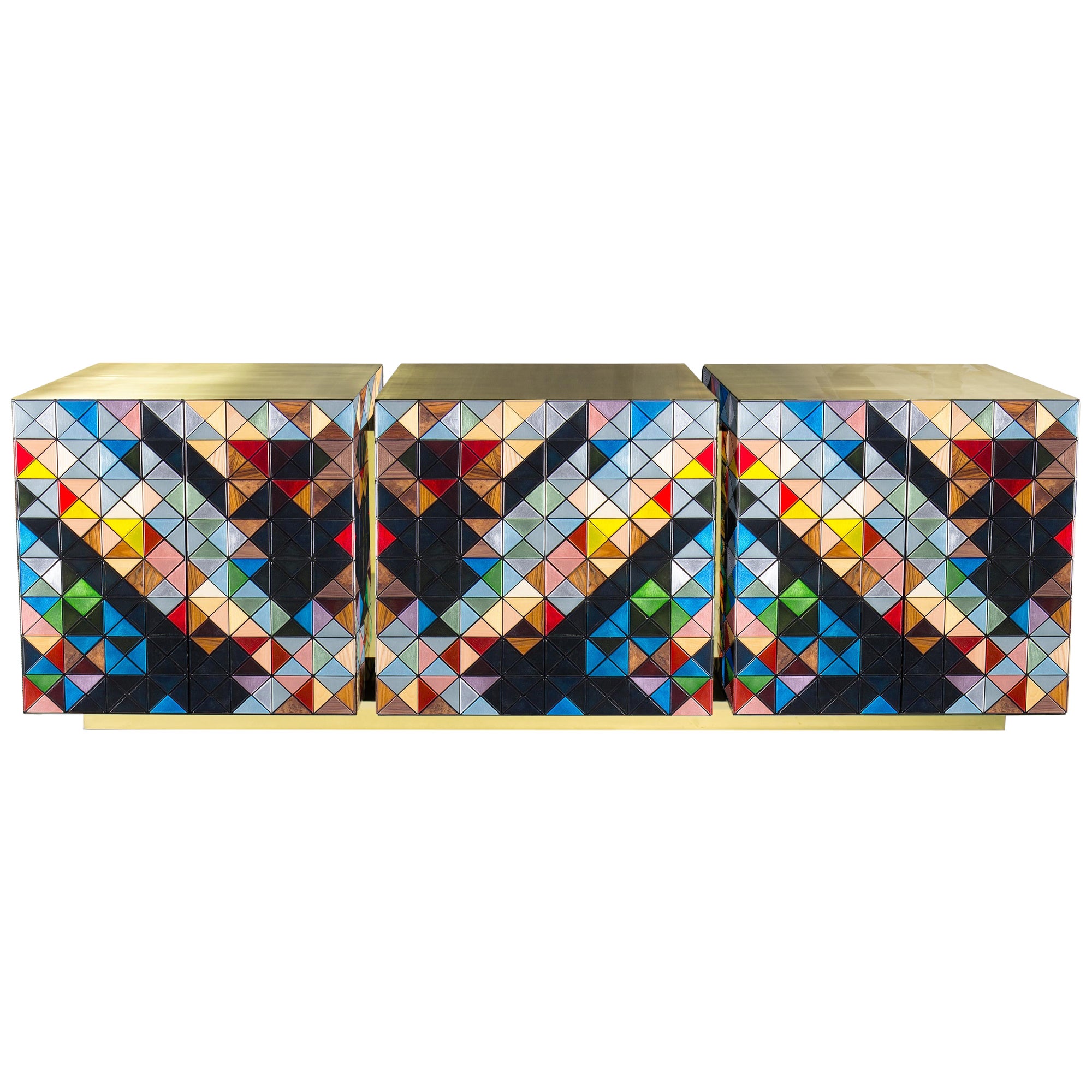 Credenza Pixel - Falegnameria artigianale e ottone lucido - Boca Do Lobo