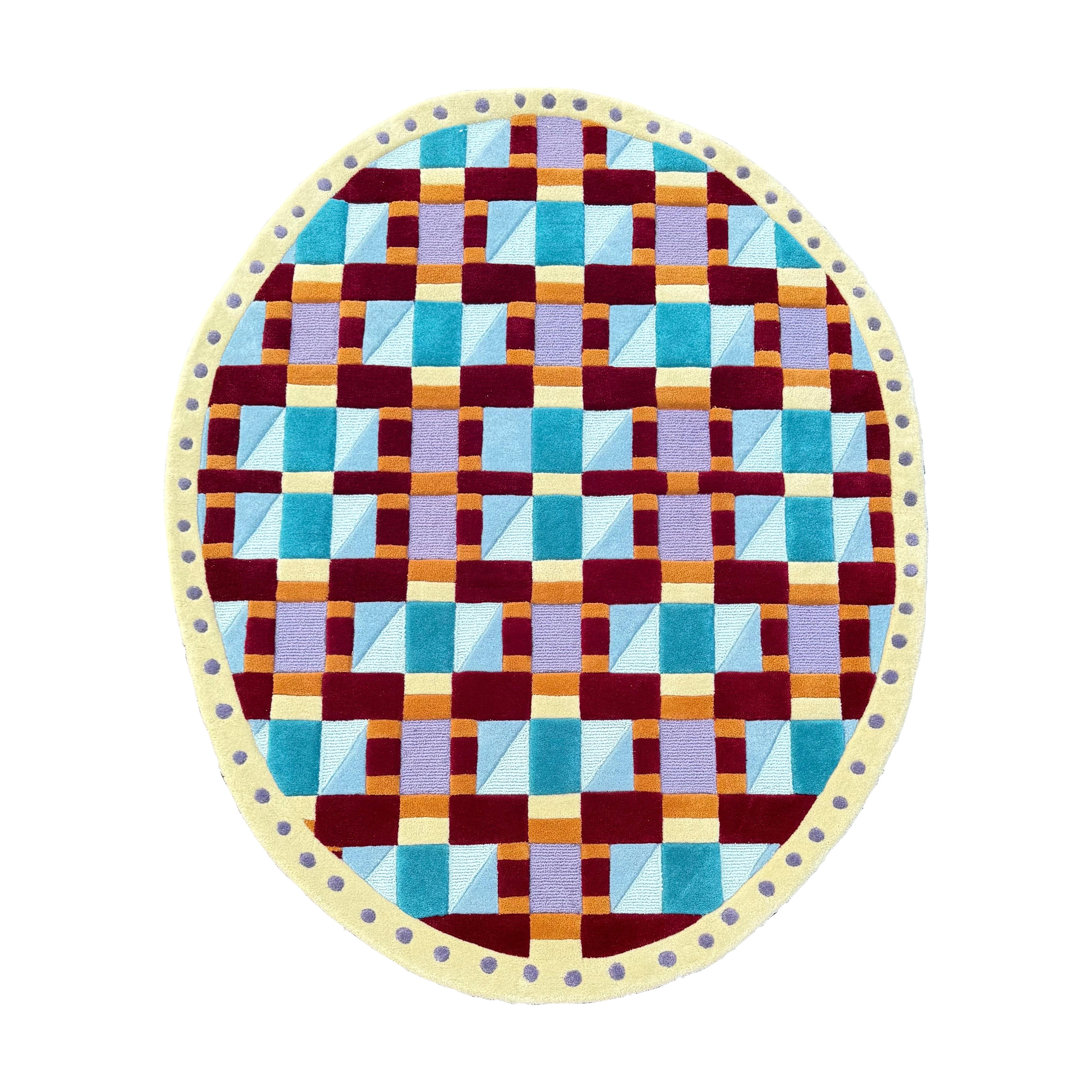 Tapis géométrique Pixel Woven tufté à la main en mélange acrylique-laine par RAG home en vente