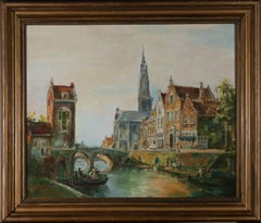 Pixie Bechal - 1978 Oil, Town Scene with Figures