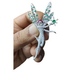PIXIE - Rosecut Diamonds & Fine Emeralds set together in a Brooch cum Pendent