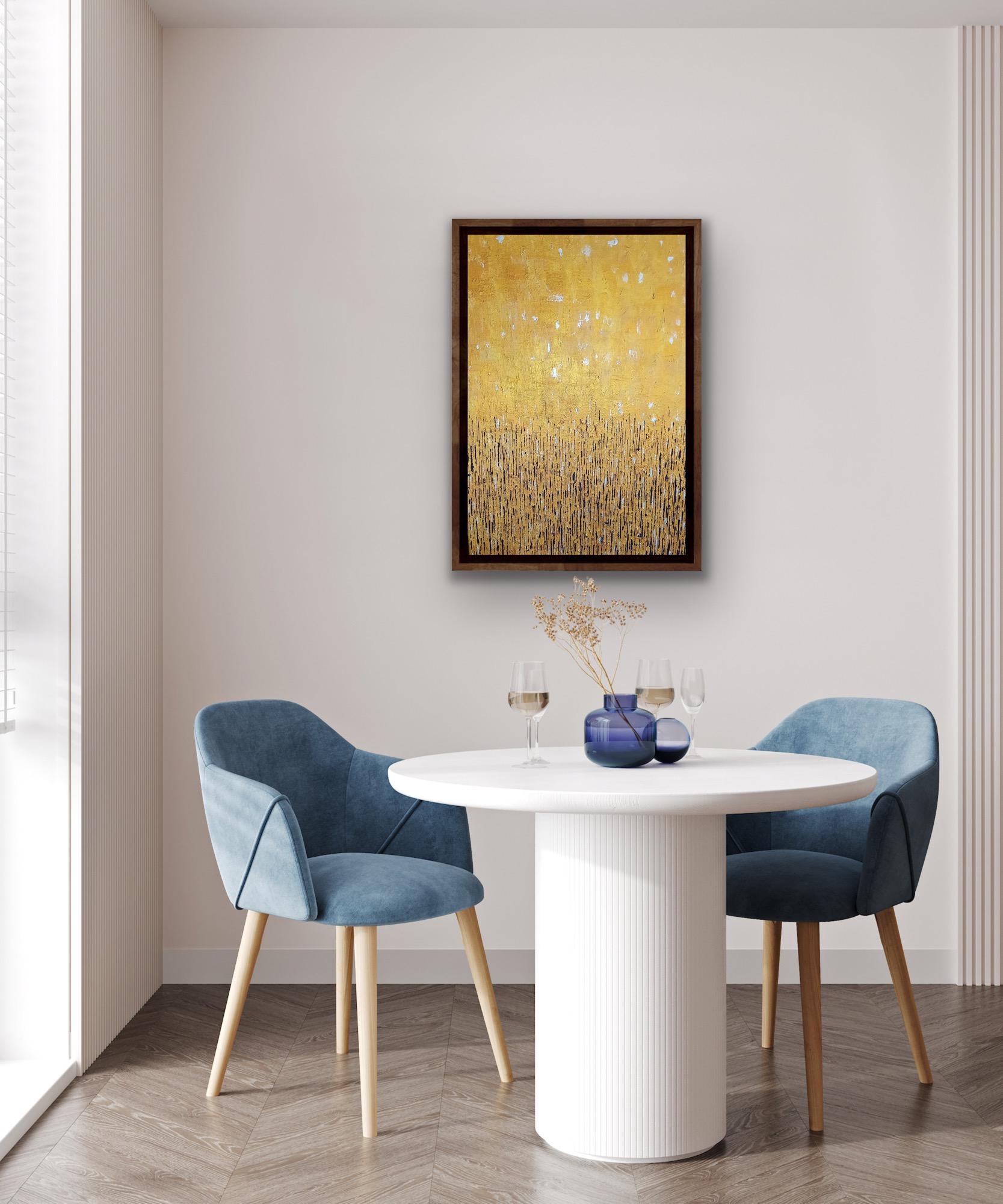 Todo lo que brilla es oro, Pintura Abstracta, Arte Dorado, Arte Negro Blanco y Dorado en venta 2