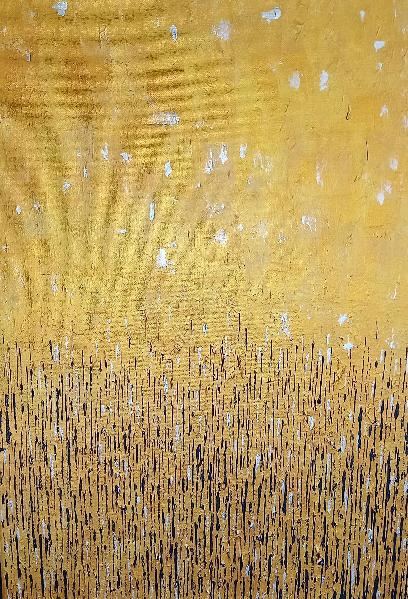 Pixie Willoughby Landscape Painting - All that Glitters is Gold, Abstract Painting, Gold Art, Black White and Gold Art