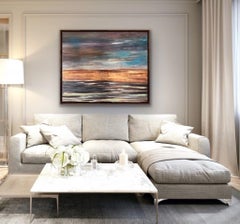 Peinture - Paysage de plage abstrait, art côtier