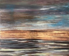 Peinture - Paysage de plage abstrait, art côtier
