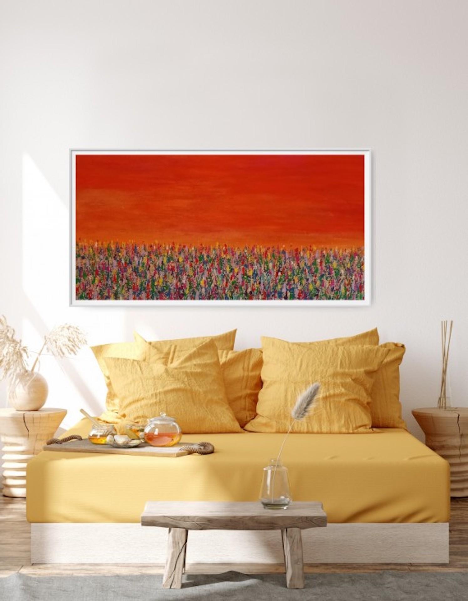 Delights of Dusk, Abstract Floral Painting, Contemporary Landscape Artwork For Sale 5