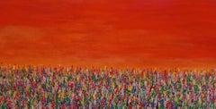 Delights of Dusk, Abstract Floral Painting, Contemporary Landscape Artwork