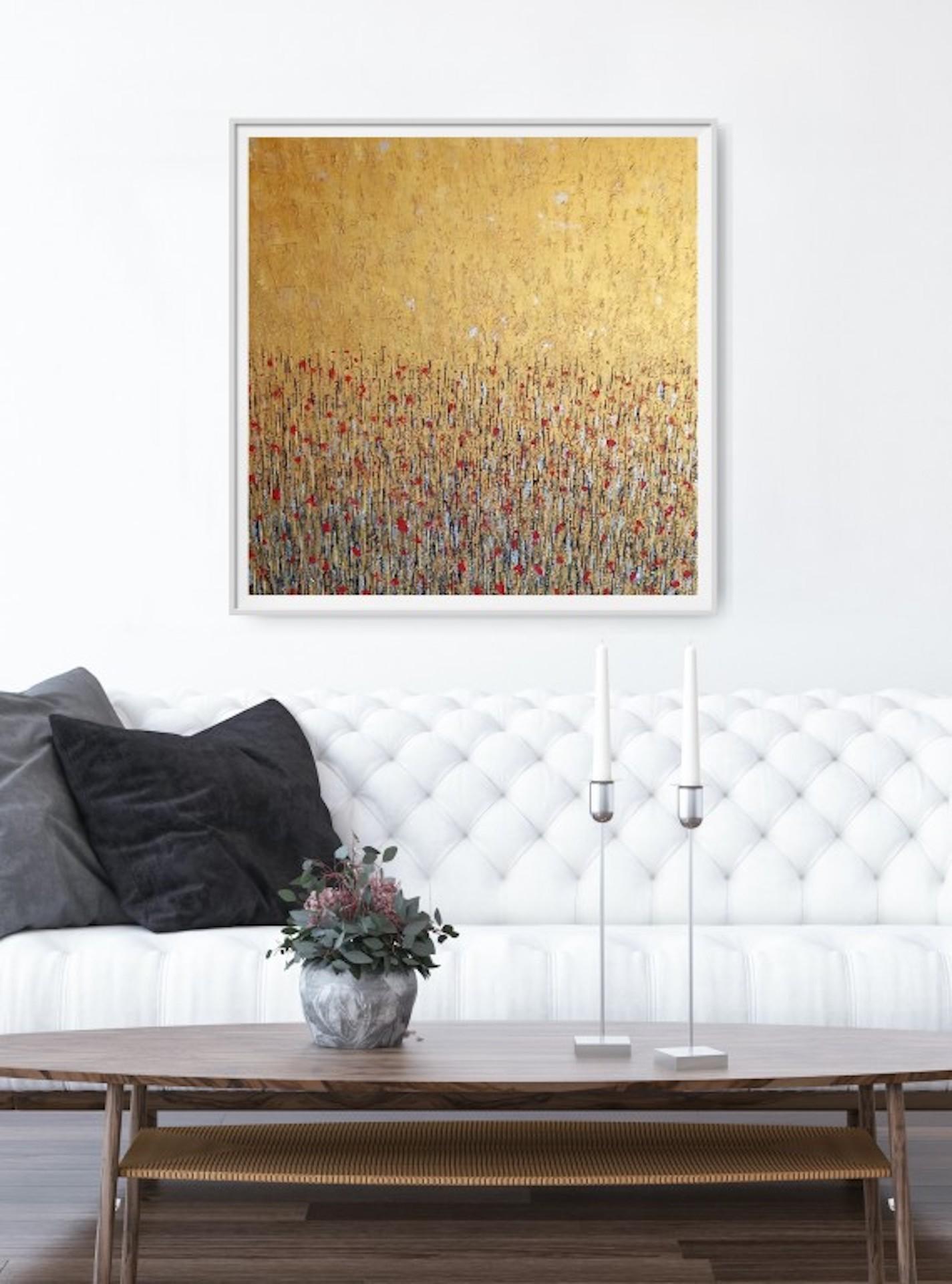Fields Of Gold, Pixie Willoughby, Original Affordable Floral Landscape Painting For Sale 4