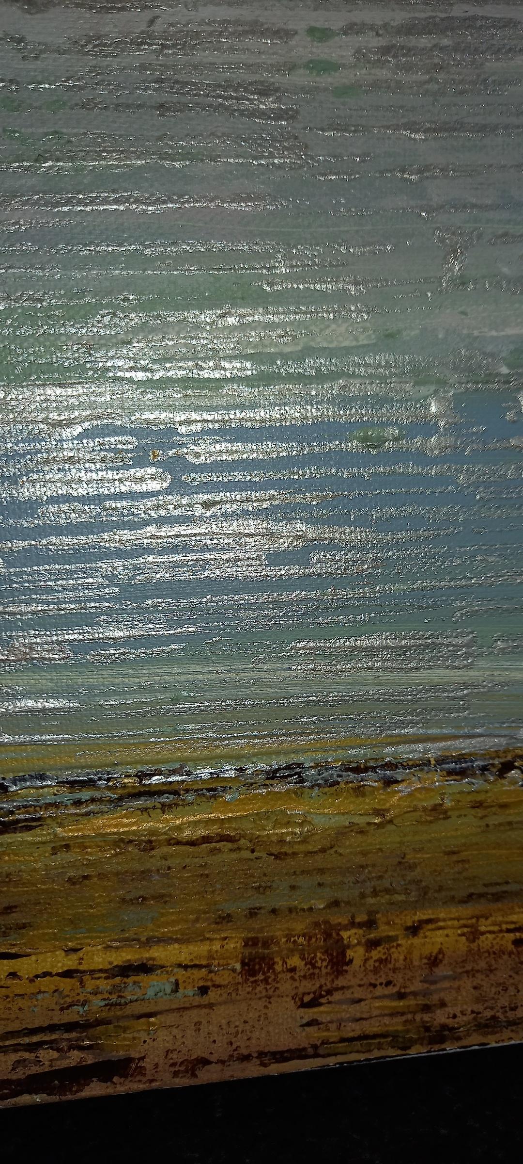 Slithers of Silver ( tranches d'argent - Argent Landscape Painting par Pixie Willoughby