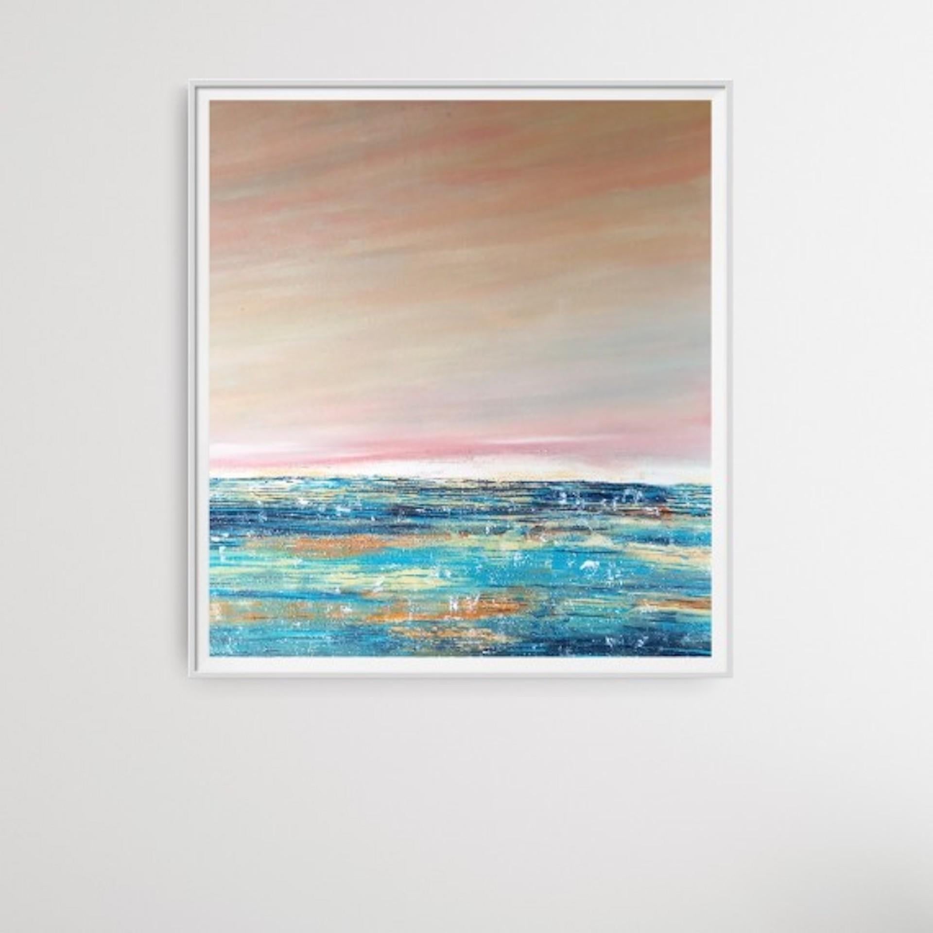 El cielo está vivo, Pixie Willoughby, Pintura original, Arte asequible, Paisaje marino en venta 1