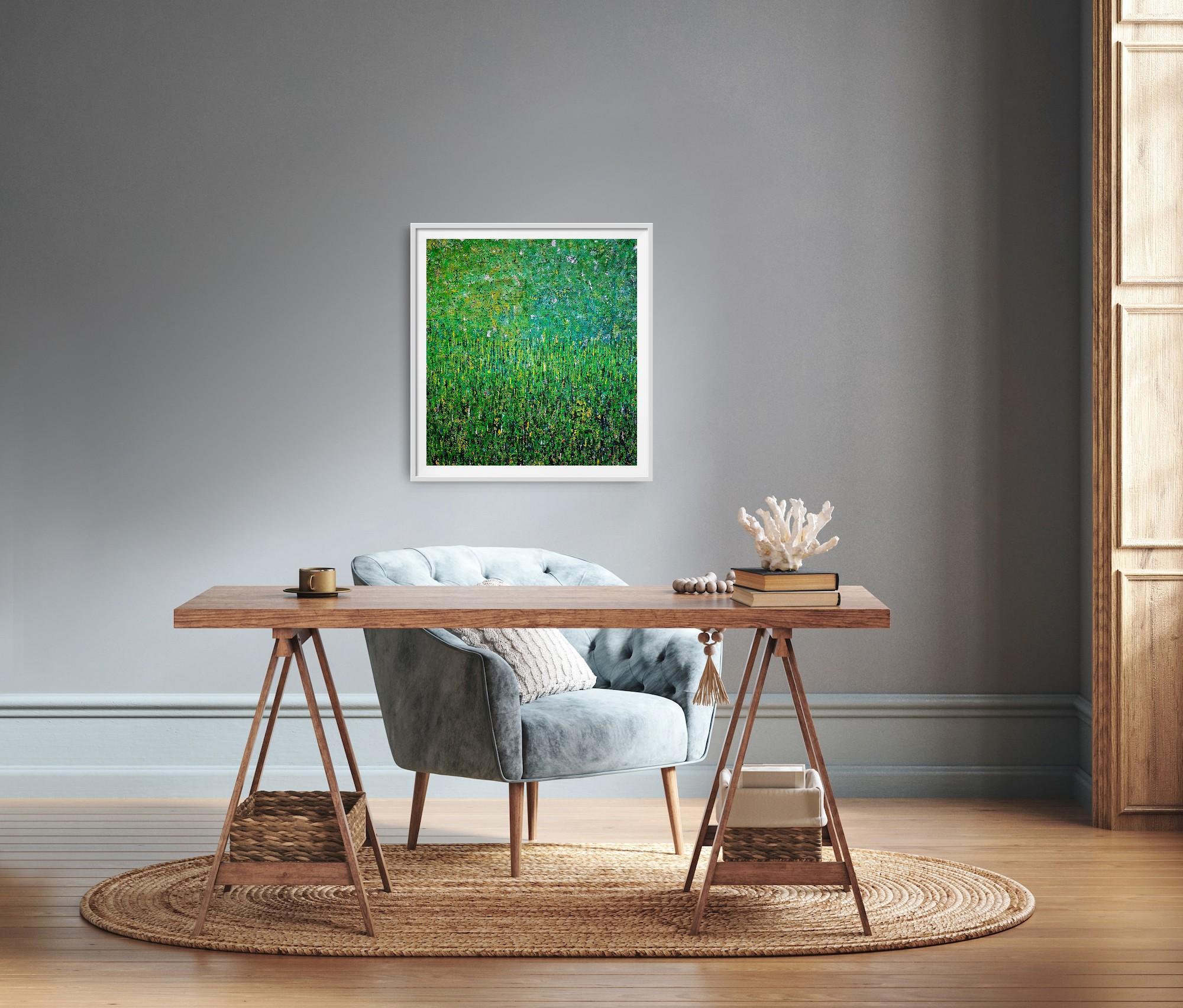 Verdant Green ist ein lebhaftes Stück. Die Schichtung des Grüns verleiht ihm Tiefe, während die Farbe Positivität und Leben einhaucht.

Zusätzliche Informationen:

Acrylfarbe auf Leinwand
61 H x 61 B x 2 T cm (24,02 x 24,02 x 0,79 Zoll)
Ungerahmt