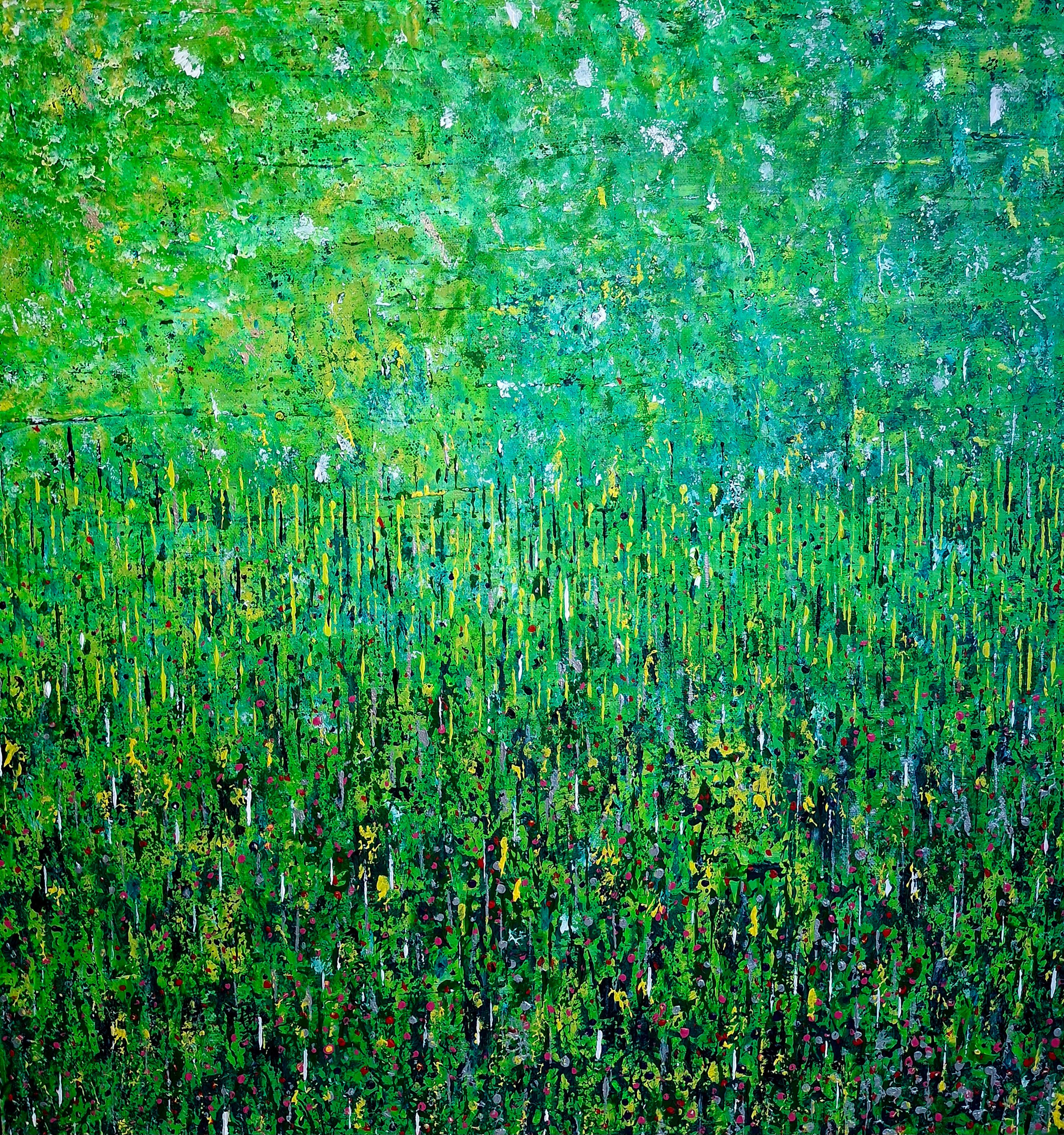 Verdant Dance, Originalgemälde, Landschaft, abstrakt, zeitgenössisch