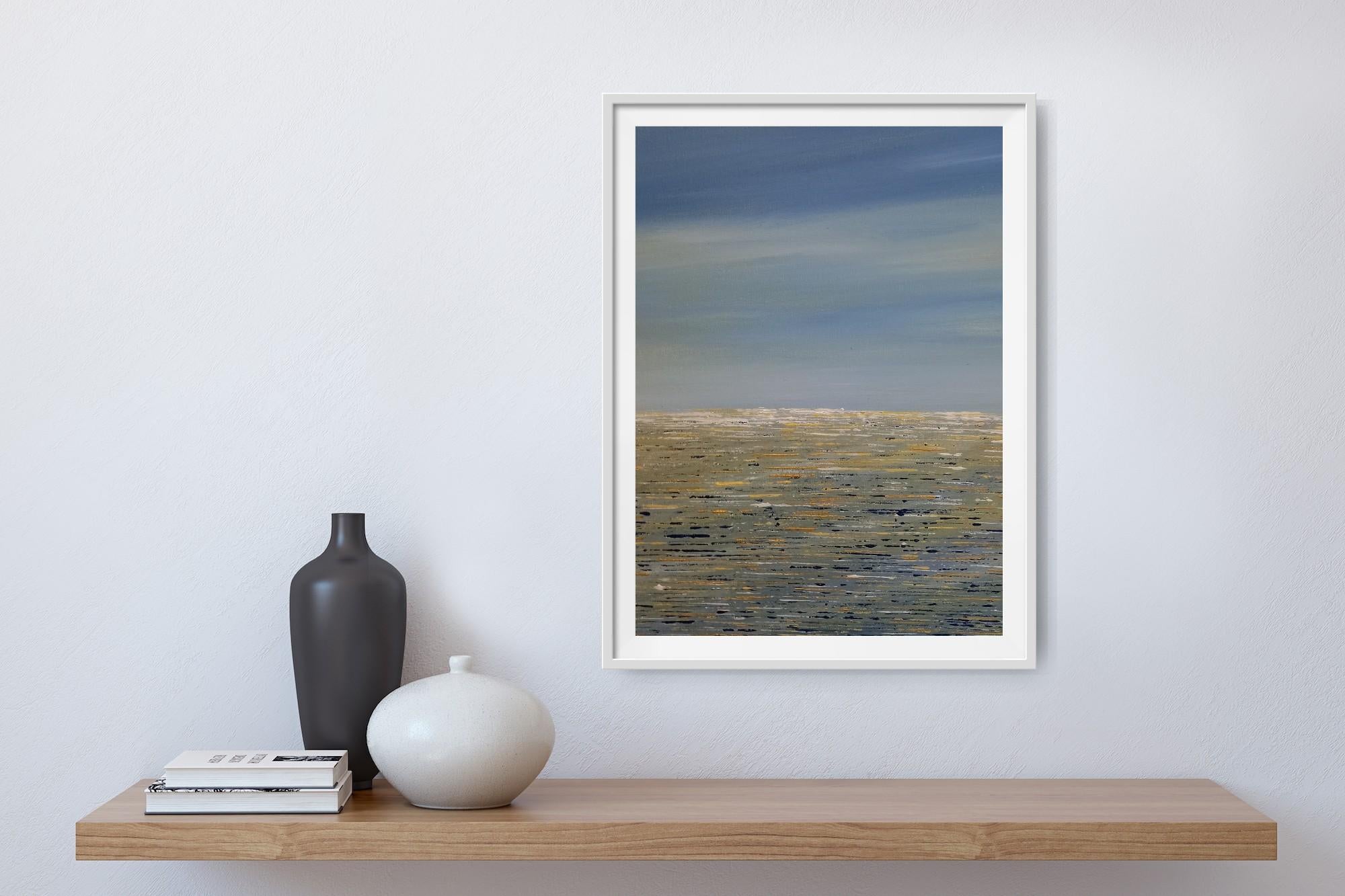 Vista dal sentiero costiero - Landscape Painting Grigio di Pixie Willoughby
