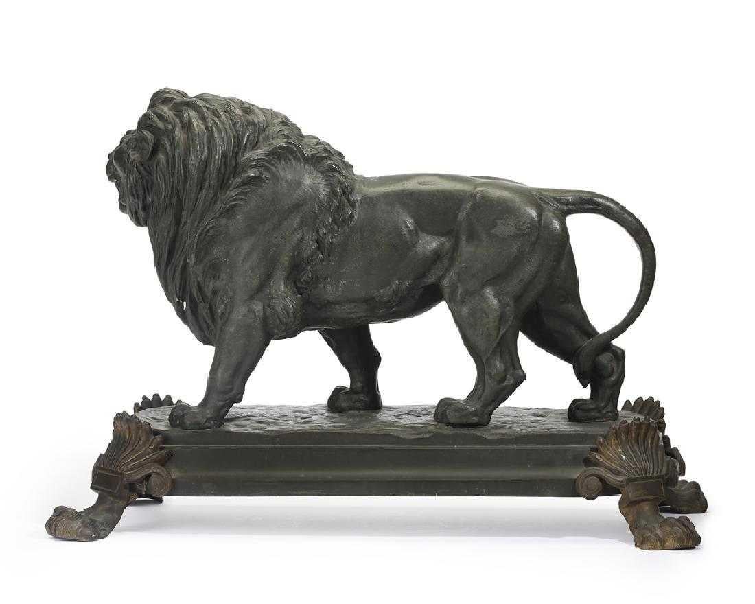 19th Century French Patinated Bronze Lion, Signed In Good Condition In Cypress, CA