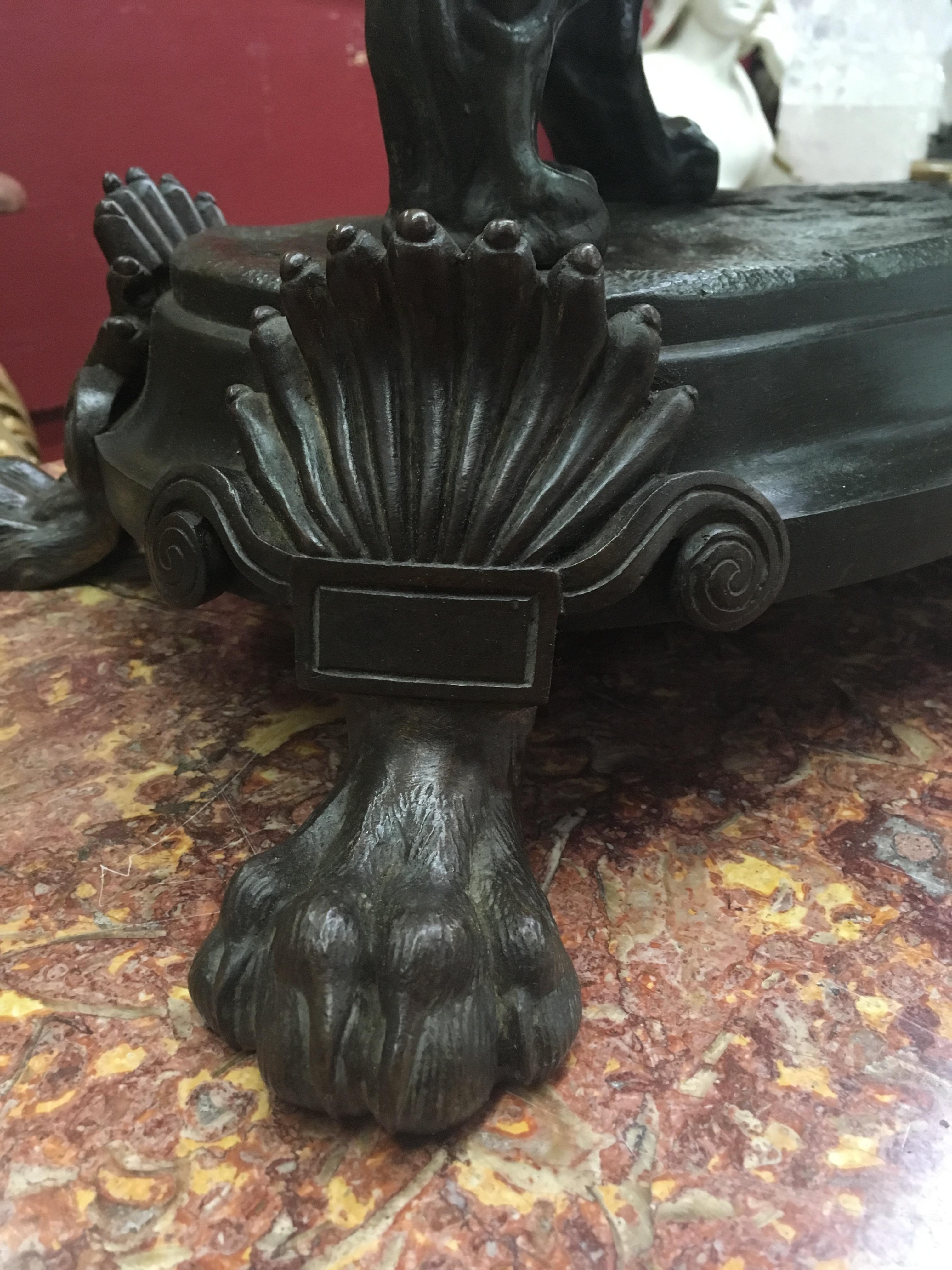 19th Century French Patinated Bronze Lion, Signed 5