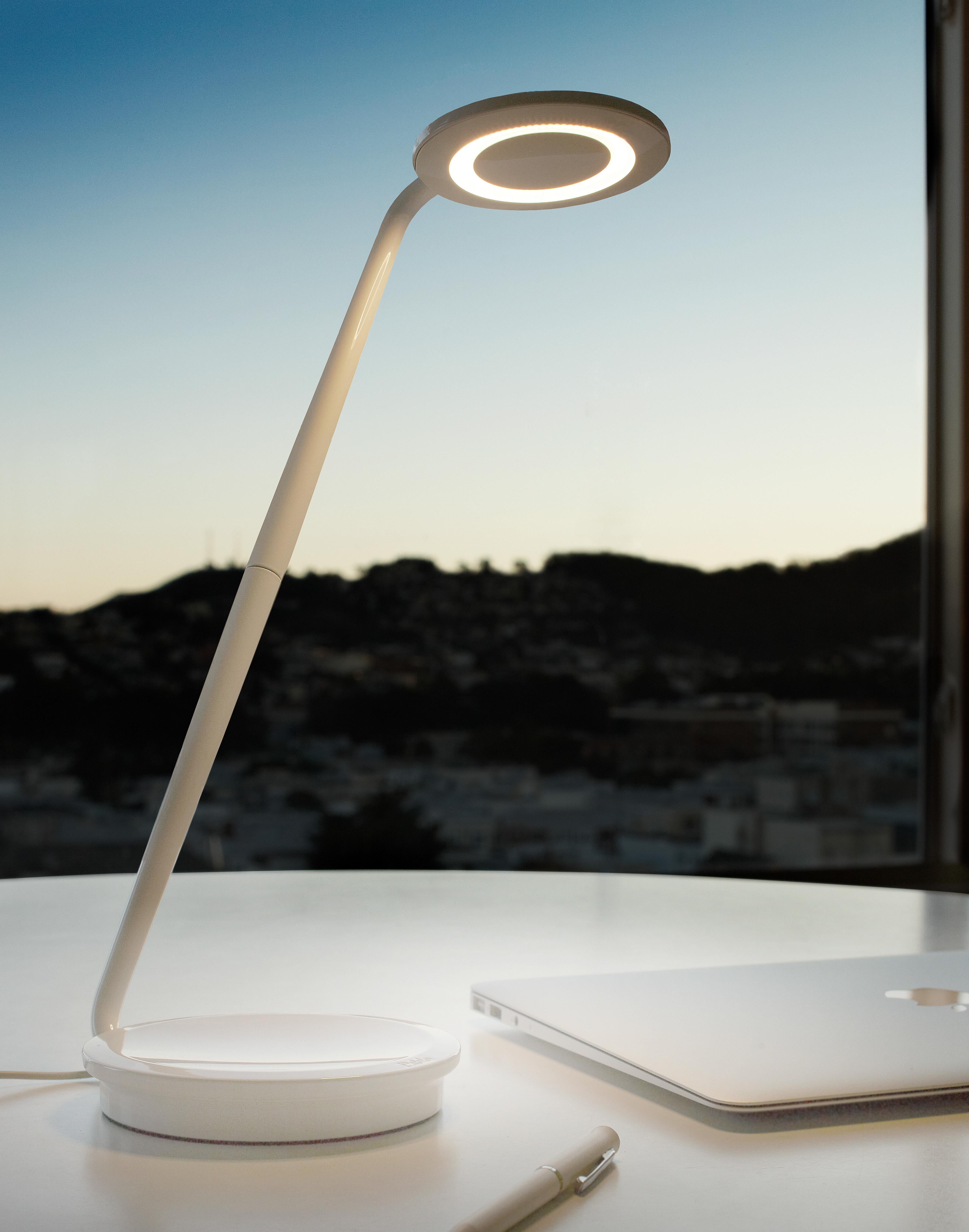Aluminum Pixo Optical Table Lamp in White by Pablo Designs For Sale