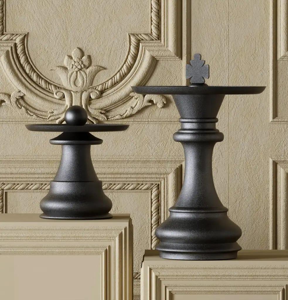 Dérivée des formes classiques des pièces d'échecs, la table d'appoint Piyon apporte de l'innovation à votre espace grâce à sa présence sculpturale et unique. Ces caissons représentent une approche non conventionnelle de la conception de meubles et