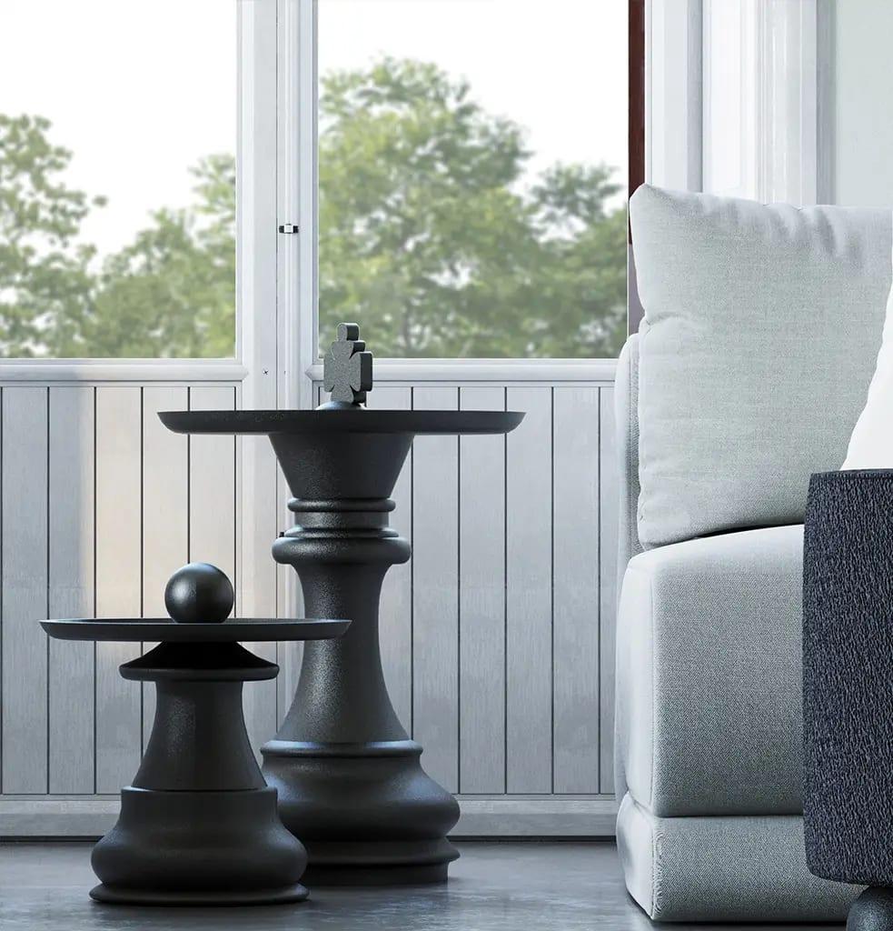 Turc Table d'appoint Piyon en laque noire par Hermhaus en vente