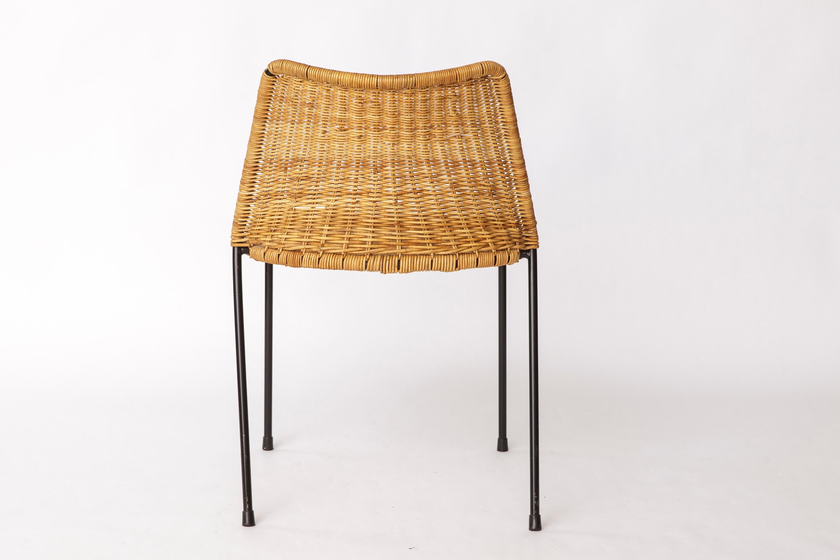 Pizzeria-Stuhl von Herbert Hirche für Wilde + Spieth, Deutschland, 1957 - Rattan (Mitte des 20. Jahrhunderts) im Angebot