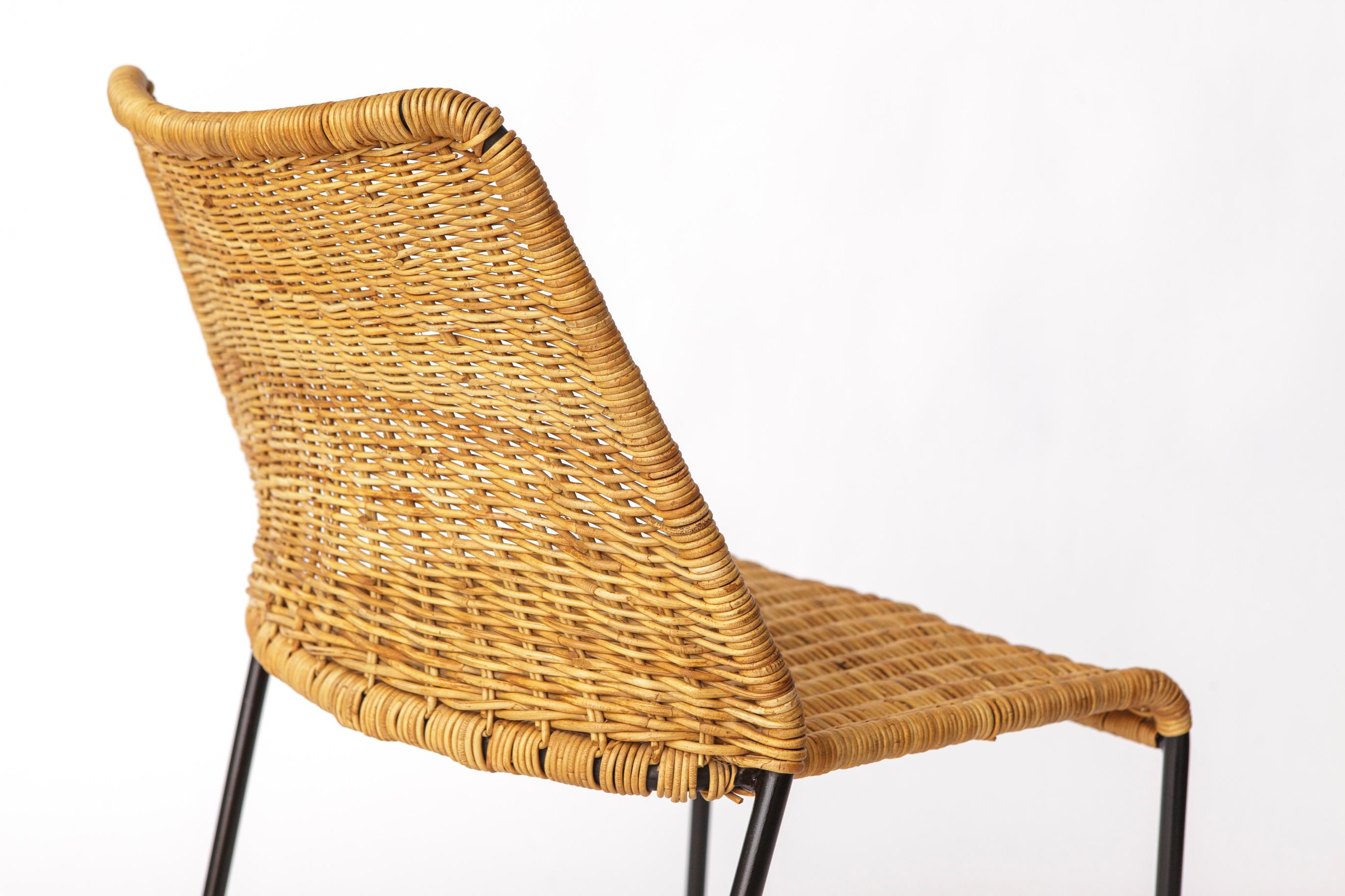 Pizzeria-Stuhl von Herbert Hirche für Wilde + Spieth, Deutschland, 1957 - Rattan (Metall) im Angebot