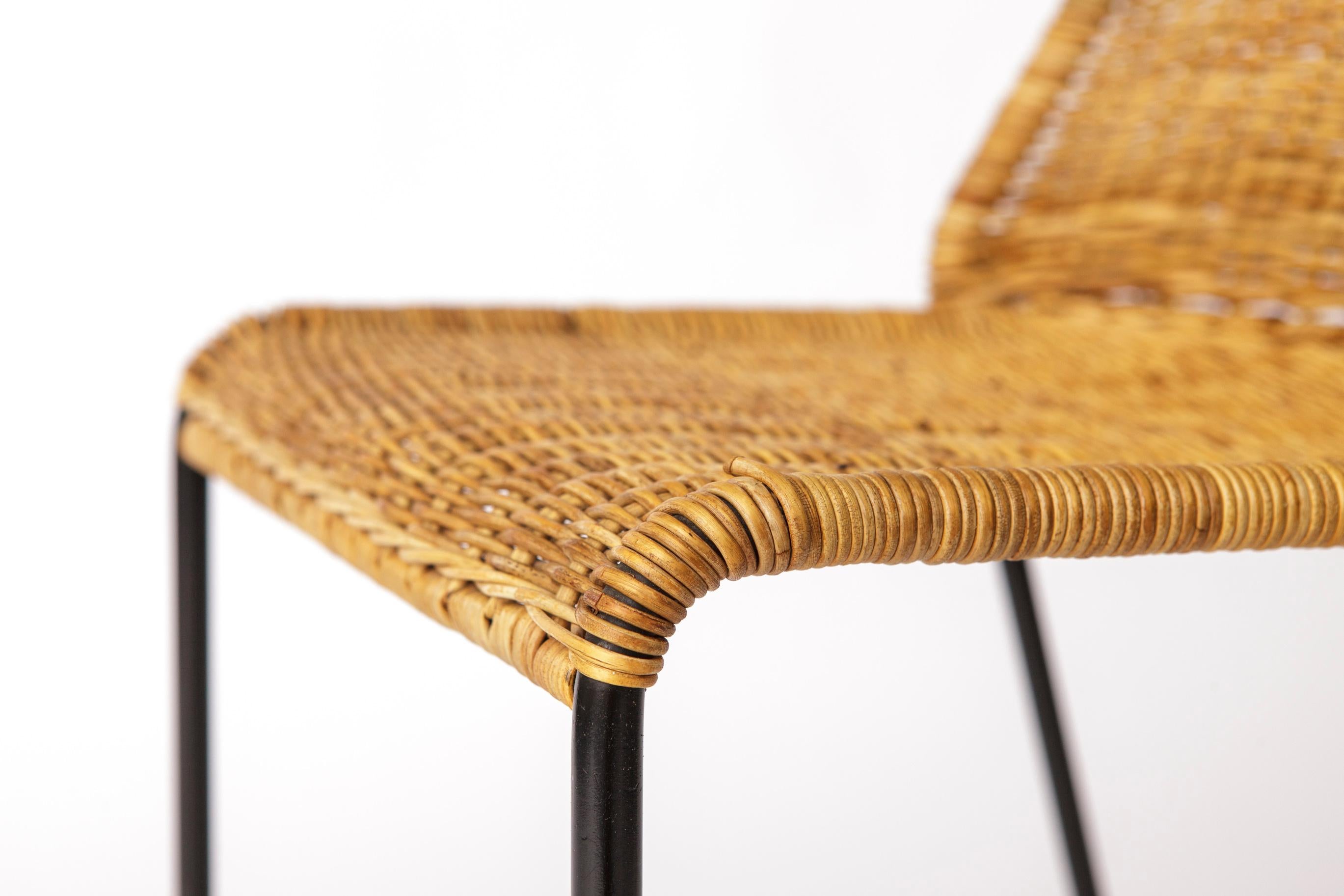 Pizzeria-Stuhl von Herbert Hirche für Wilde + Spieth, Deutschland, 1957 - Rattan im Angebot 1