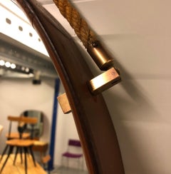 Cognacfarbener Lederspiegel von Pizzetti, 1950er-Jahre, Italien