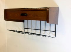 Pizzetti Roma Bedside Table in Walnut with Black Metal Magazine Rack