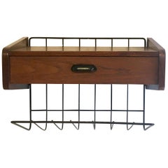Pizzetti Roma Bedside Table in Walnut with Black Metal Magazine Rack