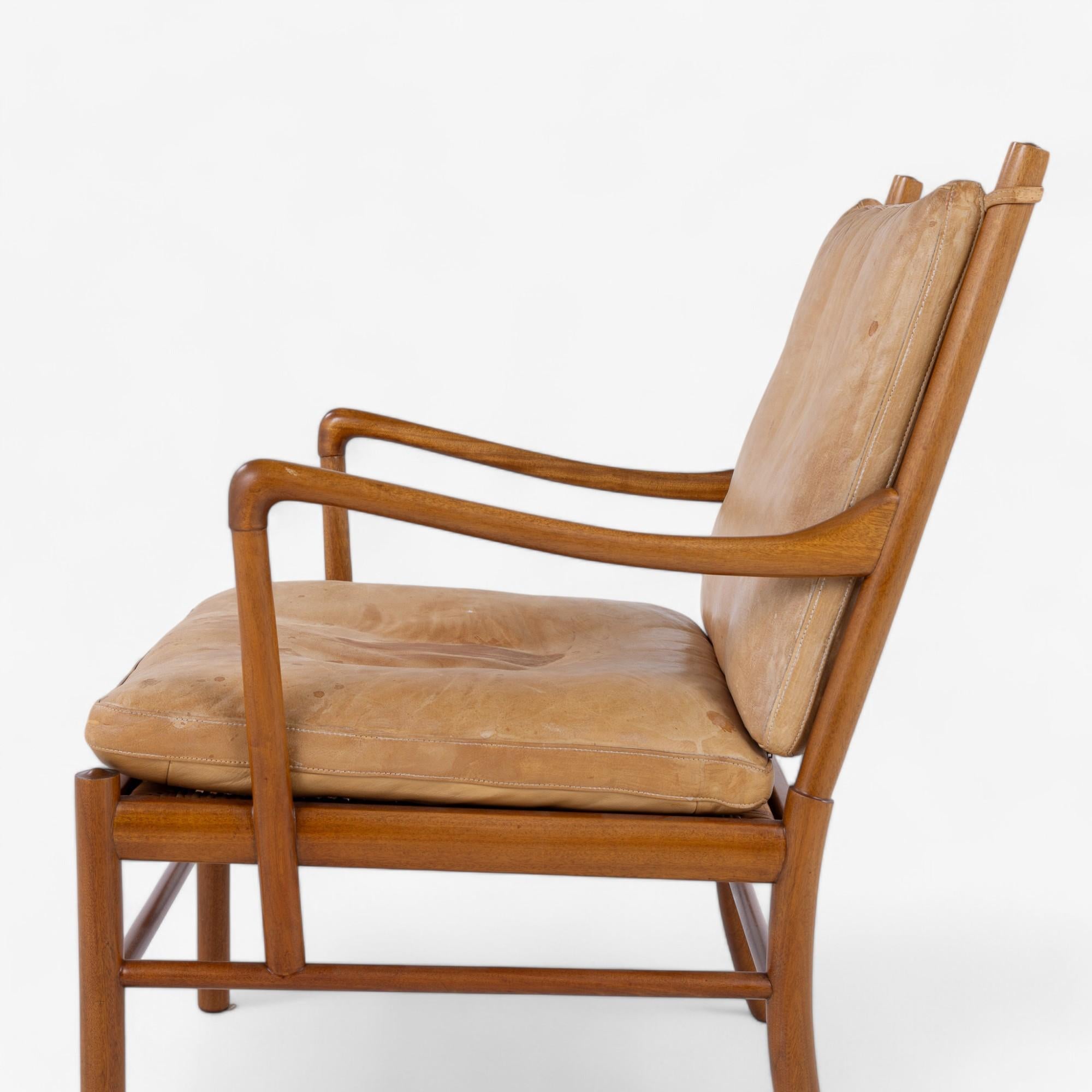 Leather PJ 149 - Pair of 'Colonial' lounge chairs in mahogany by Ole Wanscher