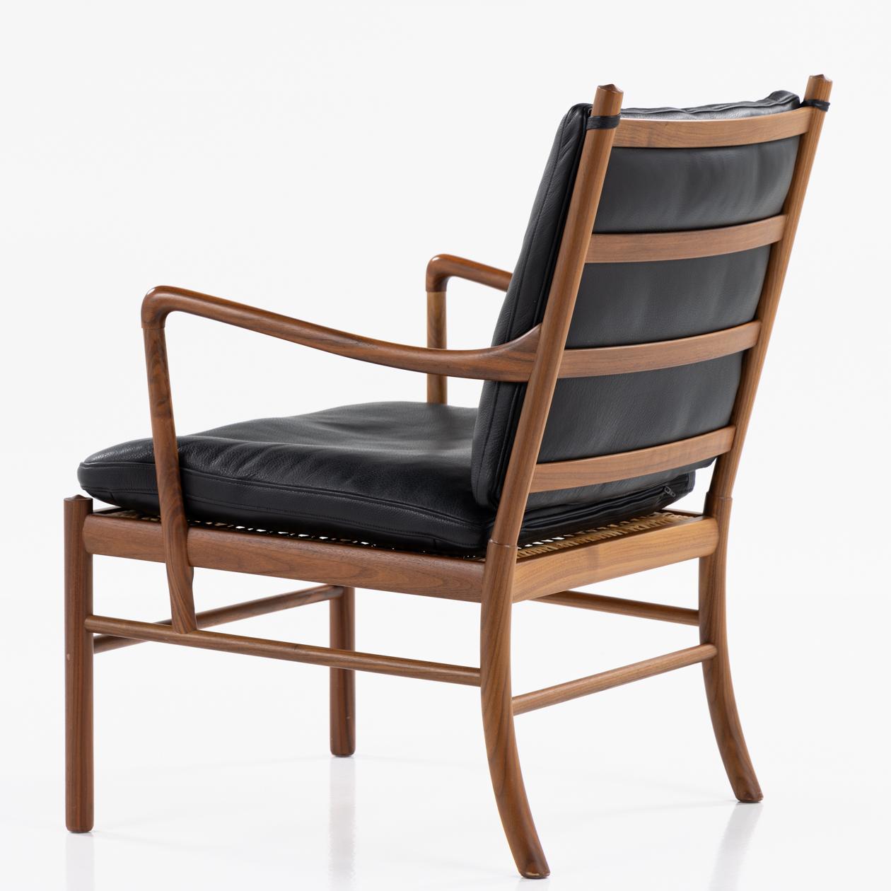 PJ 149 - 'Colonial chair' in black leather and walnut. Ole Wanscher / P. J Furniture