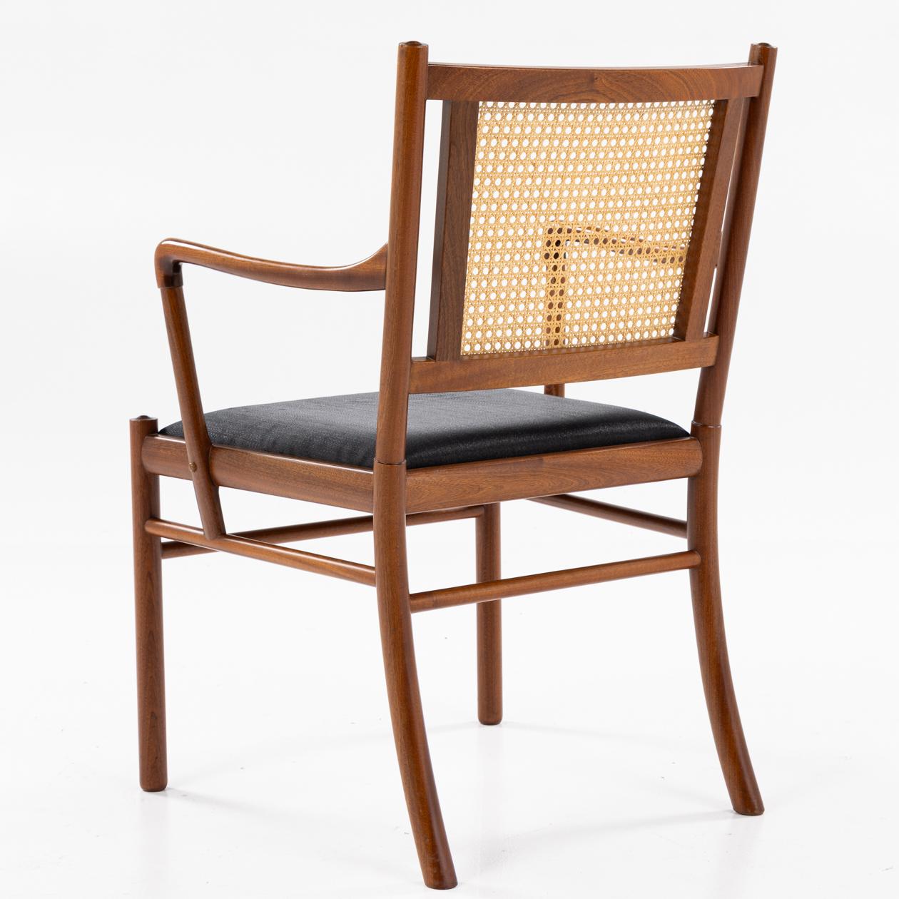 PJ 301 - Armchair in mahogany, French wicker and black horsehair seat. le Wanscher / P.J Furniture