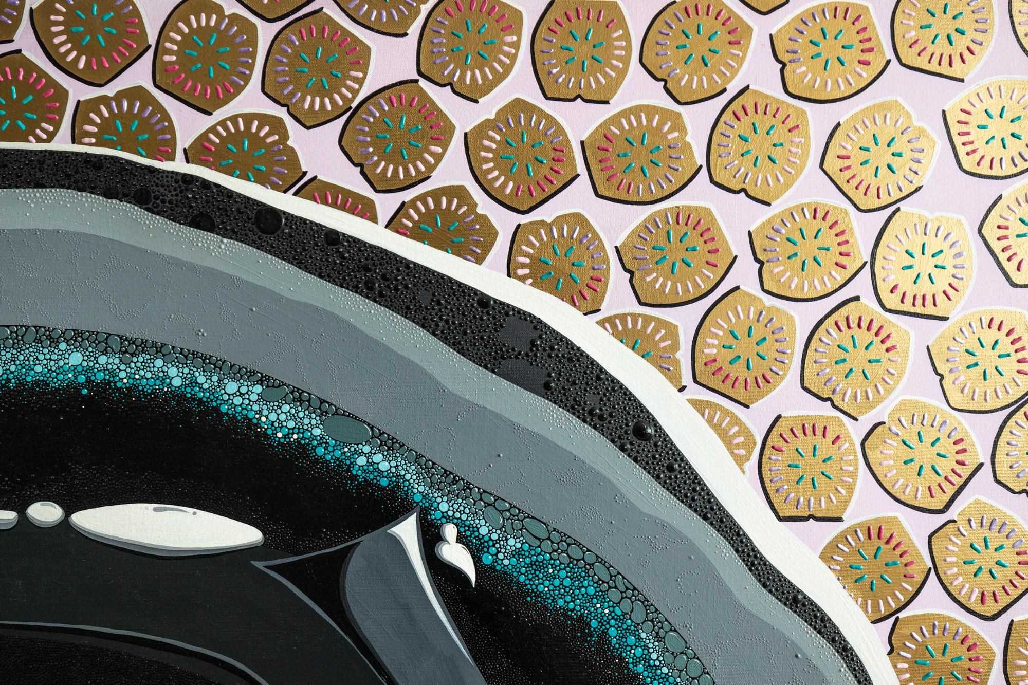 „Schwarzes Ei“ Acryl und dimensionale Farbe auf Leinwand  im Angebot 7